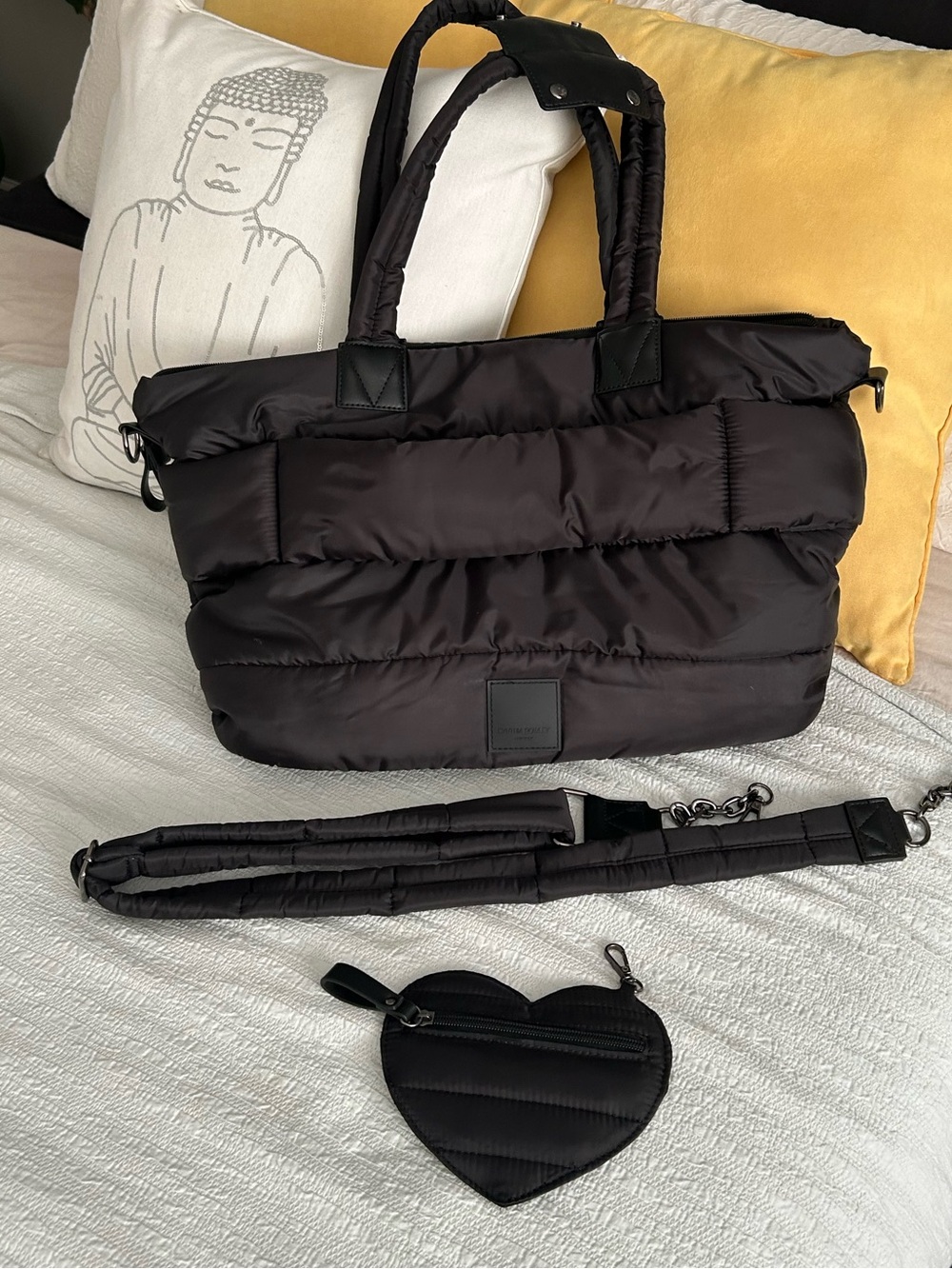 Cynthia Rowley Black Puffer Travel Tote